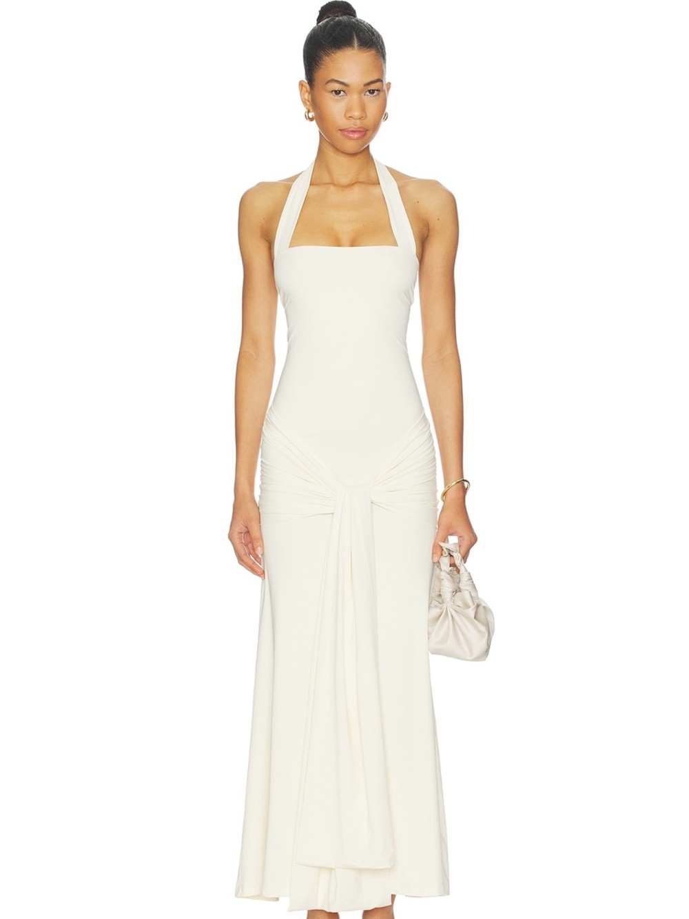 Bardot Emilia tie front halter dress in ivory